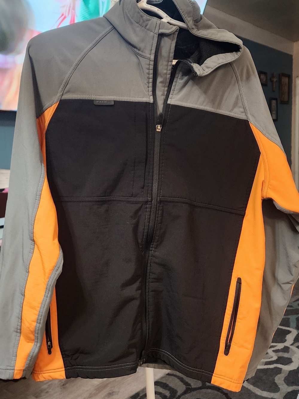 Fox Racing Black, Gray & Orange Windbreaker Jacket Sz Med